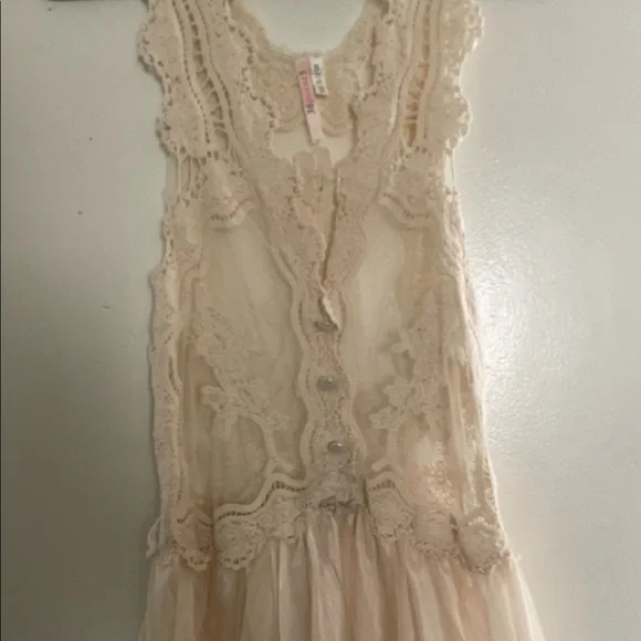 white christmas dresses Cream Pleated and Lace Mini Dress – The Kit Vintage main image 1
